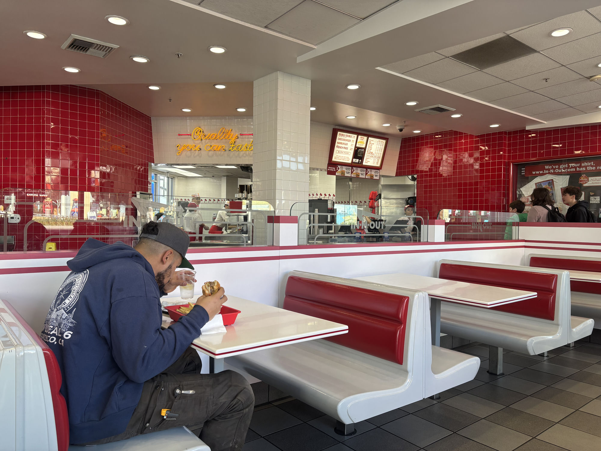 inside an In-N-Out Burger restaurant